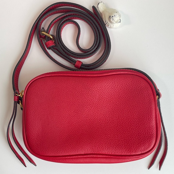 Banana Republic Handbags - Banana Republic Red Genuine Leather Double Entry Crossbody Bag